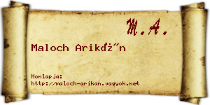 Maloch Arikán névjegykártya